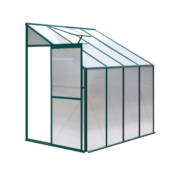 Greenhouse Lean to 2.52x1.27m Polycarbonate Aluminium Garden Shed 3.41m³ Vent