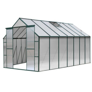 Aluminium Greenhouse 4.43x2.44m Polycarbonate Garden Shed UV Resistant Ventilated