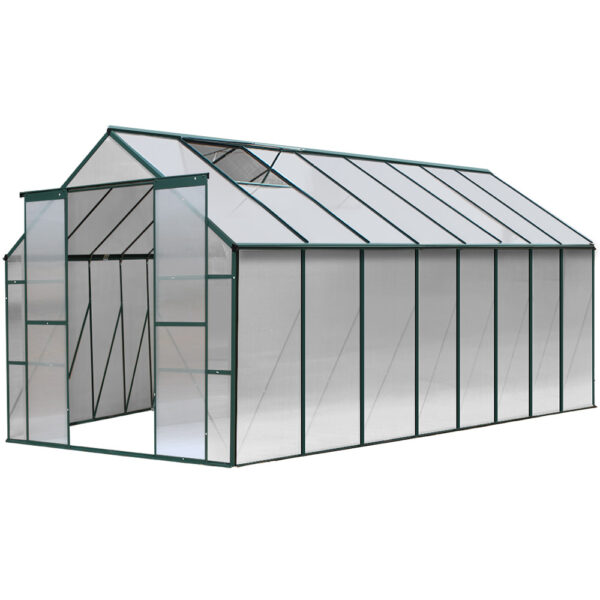 Greenhouse 5.1x2.44m Polycarbonate Aluminium Garden Shed UV Resistant Ventilated