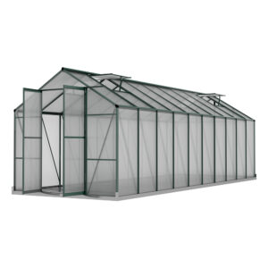 Aluminium Greenhouse 6.3x2.44m Polycarbonate Panels UV Resistant Garden Shed