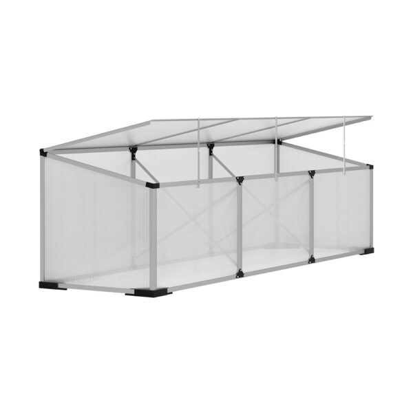 Aluminium Cold Frame Greenhouse 180x50x50cm UV Resistant Polycarbonate Grow House