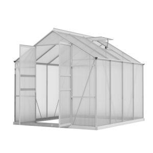 Aluminium Greenhouse Polycarbonate 2.4x2.5M Garden Shed UV Resistant with Vents