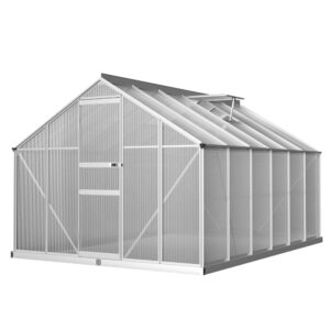 Aluminium Greenhouse 3.6x2.5m Polycarbonate Garden Shed UV Resistant Ventilated