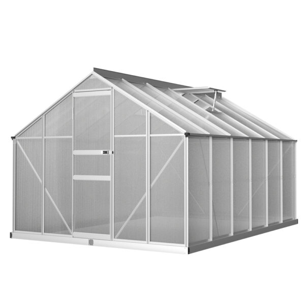 Aluminium Greenhouse 3.6x2.5m Polycarbonate Garden Shed UV Resistant Ventilated