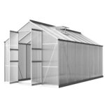 Aluminium Greenhouse 4.1x2.5M Twin Wall Polycarbonate Double Door Garden Shed