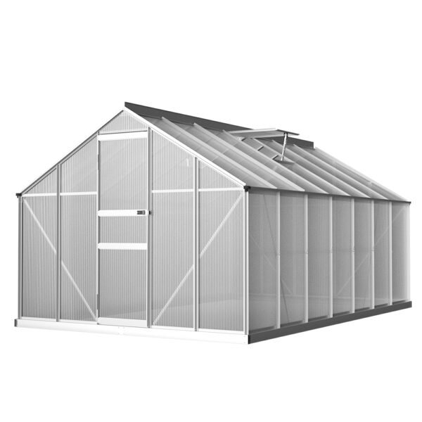 Aluminium Greenhouse 4.2x2.5M Polycarbonate Garden Shed UV Resistant Ventilated