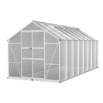 Aluminium Greenhouse 4.7x2.5M Double Doors UV Resistant Polycarbonate Garden Shed