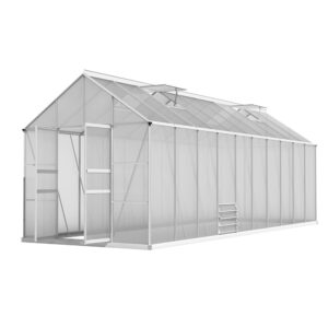 Aluminium Greenhouse Large 6x2.4M Twin Wall Polycarbonate UV Resistant Garden