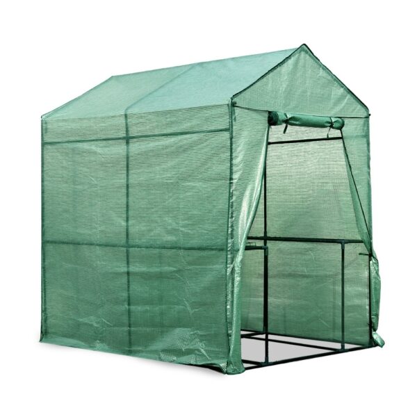 Walk in Greenhouse 1.2x1.9M Garden Tunnel 4 Shelves PE Cover Plant House