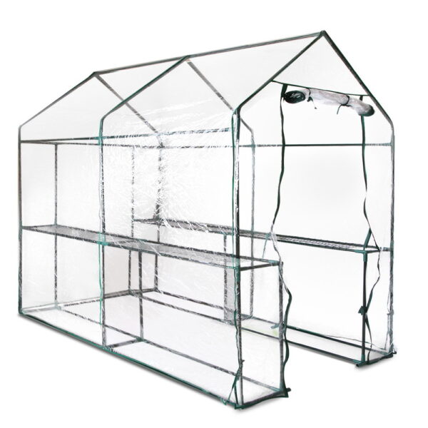 Walk In Greenhouse 1.9x1.2x1.9M Clear PVC Cover 4 Shelves Garden Shed