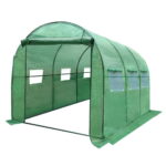 Garden Greenhouse 3x2x2M PE Mesh Cover Steel Frame 6 Vents Zipper Door Lawn Shed