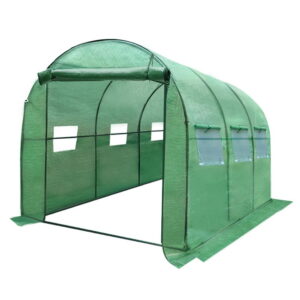 Garden Greenhouse 3x2x2M PE Mesh Cover Steel Frame 6 Vents Zipper Door Lawn Shed