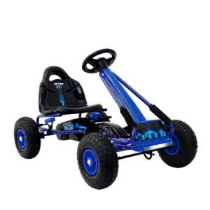 Kids Pedal Go Kart Outdoor Racing Car Pneumatic Tyres Adjustable Seat Blue