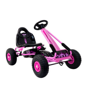 Kids Pedal Go Kart Ride On Car Rubber Tyre Adjustable Seat Pink Outdoor Fun 3+