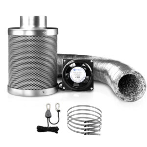 4 Hydroponics Ventilation Kit Carbon Filter Fan Ducting Quiet 350m3/H 18W