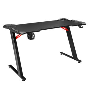 Gaming Desk RGB LED Light 120CM Z Shaped Steel Frame Adjustable Features