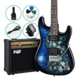 Electric Guitar Strat  22 Frets Blue Amp Combo 20W Steel String Carry Bag