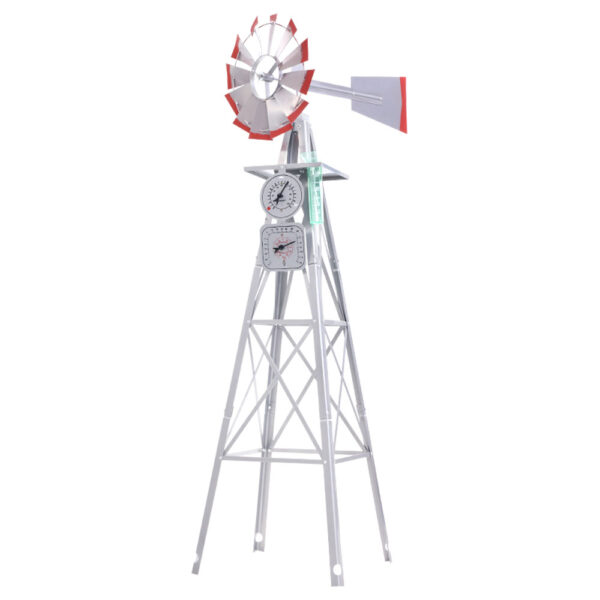 4FT Metal Garden Windmill Weather Resistant Outdoor Decor with Weathervane 146cm