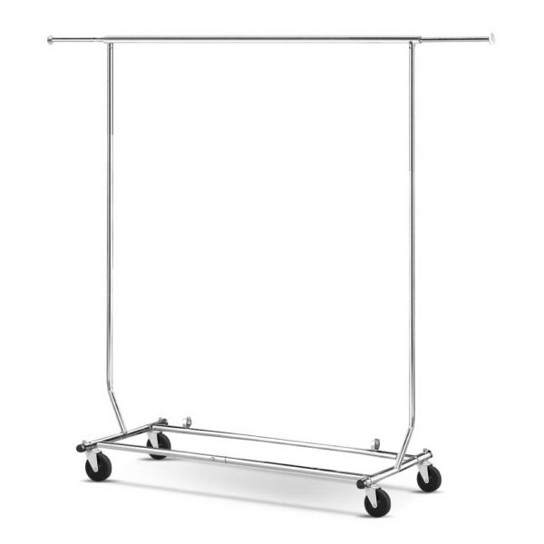 Adjustable Metal Clothes Rack Chrome Finish 80kg Capacity with Casters 80 Characters