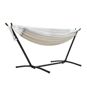 Camping Hammock Stand Adjustable Cotton Rope Outdoor Swing Bed 280x150cm Cream