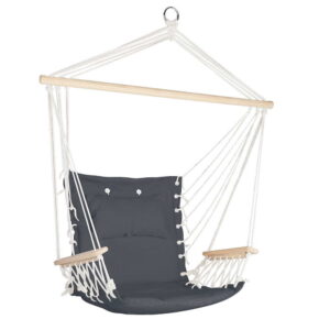 Swing Hammock Chair Grey Cotton Polyester 120kg Capacity w/ Pillow Armrests