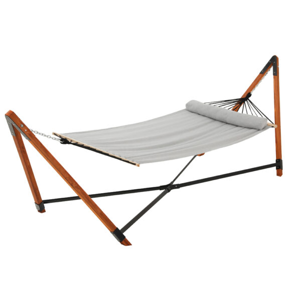 Wooden Hammock Chair Stand 200KG 2 Person Outdoor Indoor Linen Bed Timber Steel