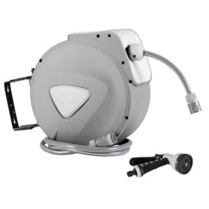 Garden Hose Reel 10M AutoRewind Wall Mount UV Resistant Spray Gun 9 Settings