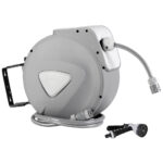 20M Auto Rewind Garden Hose Reel Wall Mount UV Resistant with Spray Gun