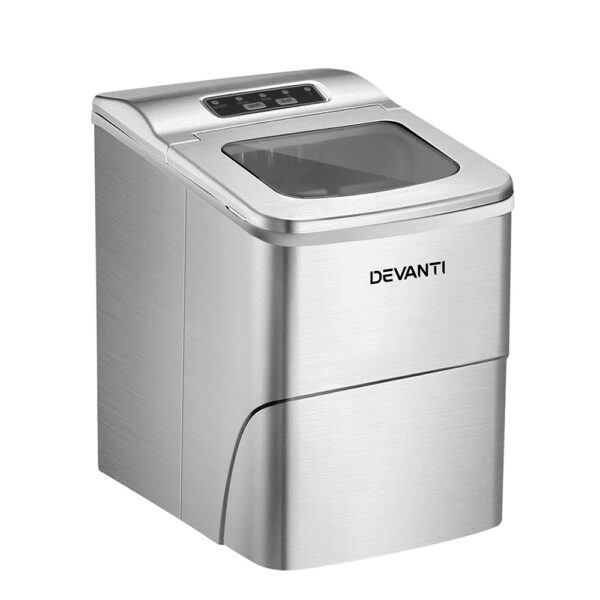 Portable Ice Maker 12kg/24hr 9 Cubes Cycle 2 Sizes Compact Silver