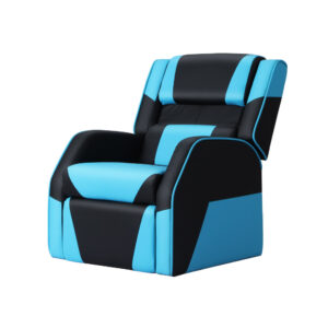 Kids Recliner Chair PU Leather Adjustable Lounge Sofa with Footrest Black Blue