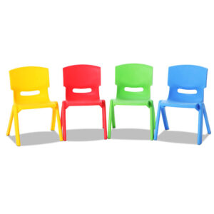 Kids Play Chairs Set of 4 HDPE Plastic Indoor Outdoor Stackable 50kg Capacity