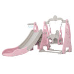 Kids 3 in 1 Playset Slide Swing Basketball Hoop 170cm Long Toddlers Pink