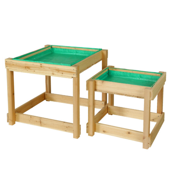 Kids Wooden Sand and Water Table Playset with Protective Cover Outdoor Toy