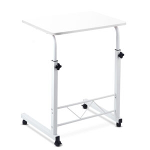 Adjustable Laptop Desk Stand Portable 60x40cm MDF White with Wheels