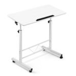 Adjustable Mobile Laptop Desk 360° Tilt U Shape White Sit Stand Workstation