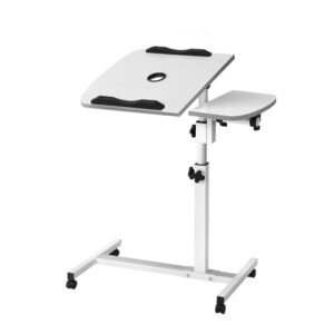 Adjustable Laptop Desk Stand with USB Fan 360° Rotating White 60x40cm