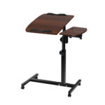 Adjustable Laptop Desk Stand Mobile 360 Rotating Walnut Finish 60x40cm