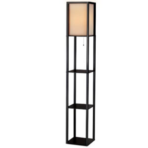 Vintage Shelf Floor Lamp 3 Tier Storage Reading Light Bedroom Living Room Black