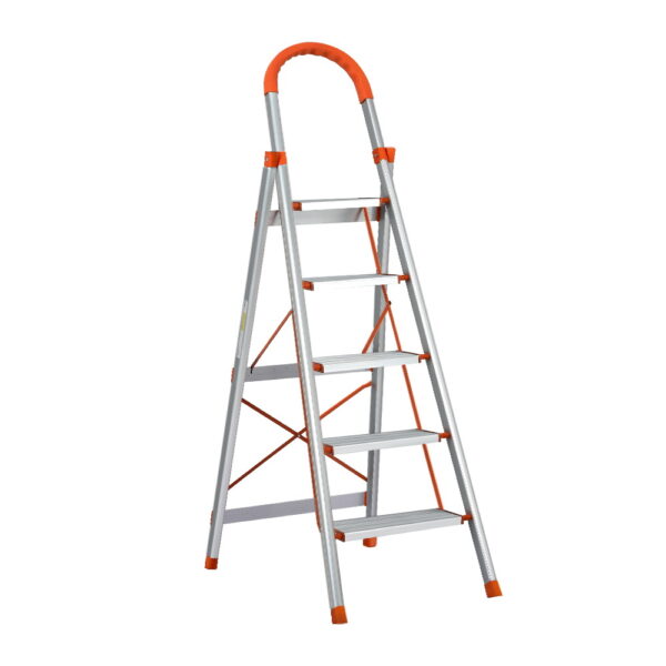 5 Step Ladder Aluminium Folding Lightweight Non Slip Platform 150kg Capacity