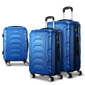 3pc Luggage Set TSA Lock Hard Shell 360 Spinner Wheels Blue 20 24 28