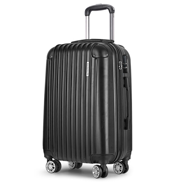 24 Travel Luggage Trolley Suitcase Lightweight TSA Lock Spinner Wheels Black