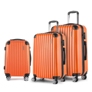 3pc Luggage Set Travel Trolley TSA Lock Lightweight Hard Case Orange 20 28