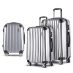 3pc Luggage Set Travel Trolley TSA Lock Lightweight Hard Case Silver Spinner