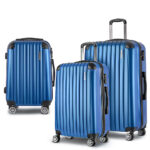 3pc Luggage Set Hardshell Trolley Suitcase 20 24 28 Spinner Lock Blue