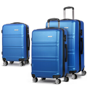 3pc Luggage Set TSA Lock Hard Case Lightweight Spinner Wheels Blue 20 24 28