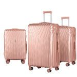 3pc Luggage Set TSA Lock Hard Case Spinner Wheels Lightweight Pink 20in 24in 28in