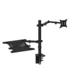 Dual Monitor Arm Stand with Laptop Tray Adjustable Desk Mount VESA Holder