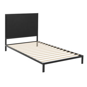 King Single Metal Bed Frame Industrial Charcoal Upholstered 150KG Capacity