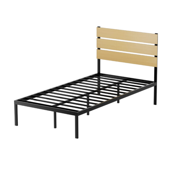 King Single Metal Bed Frame Rustic Powder Coated 150KG Capacity Storage Space