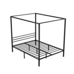 Queen Size Metal Bed Frame 4 Poster Canopy 300kg Capacity Reinforced Slats